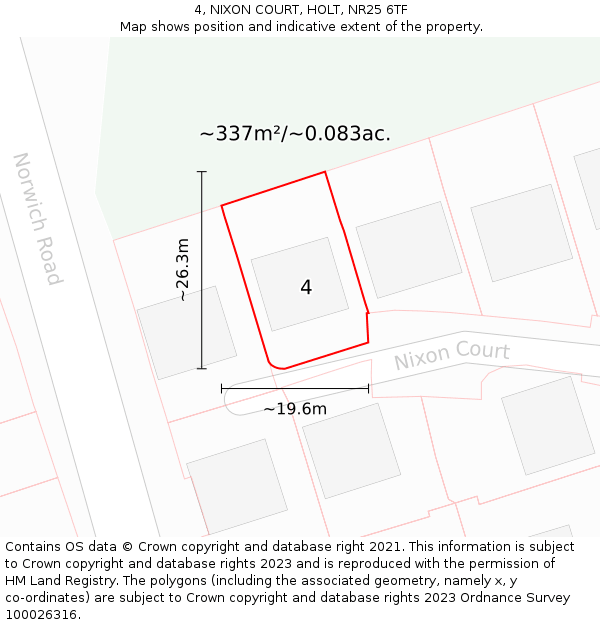 4, NIXON COURT, HOLT, NR25 6TF: Plot and title map