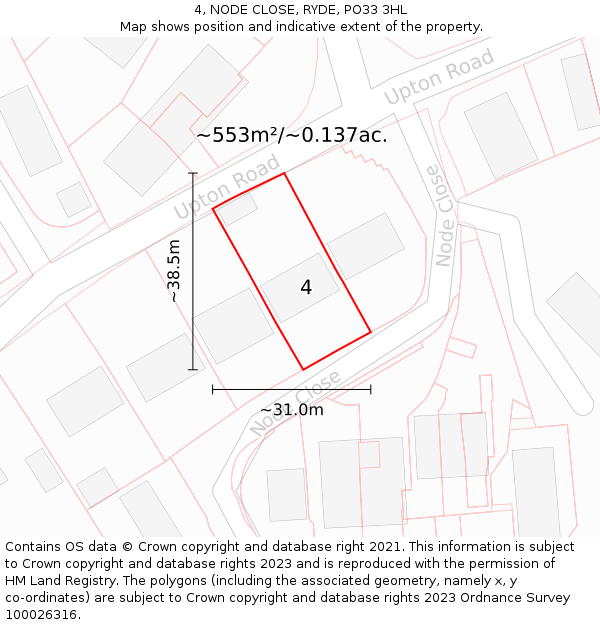 4, NODE CLOSE, RYDE, PO33 3HL: Plot and title map