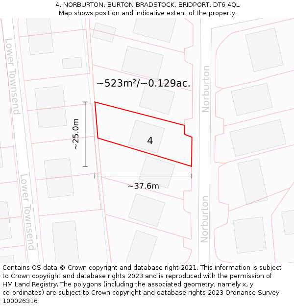 4, NORBURTON, BURTON BRADSTOCK, BRIDPORT, DT6 4QL: Plot and title map