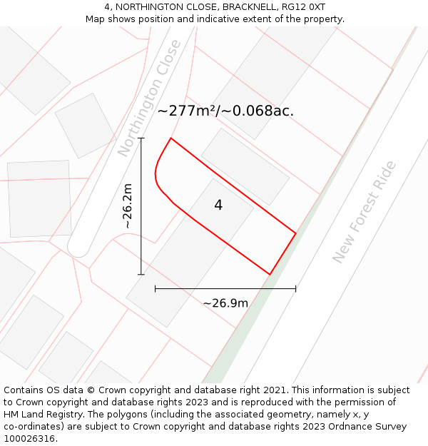 4, NORTHINGTON CLOSE, BRACKNELL, RG12 0XT: Plot and title map