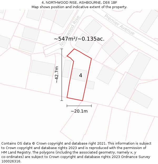 4, NORTHWOOD RISE, ASHBOURNE, DE6 1BF: Plot and title map