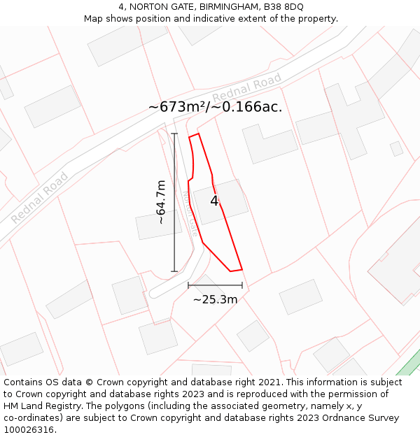 4, NORTON GATE, BIRMINGHAM, B38 8DQ: Plot and title map