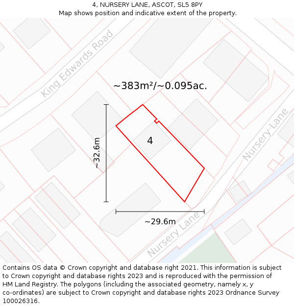 4, NURSERY LANE, ASCOT, SL5 8PY: Plot and title map