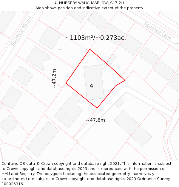 4, NURSERY WALK, MARLOW, SL7 2LL: Plot and title map