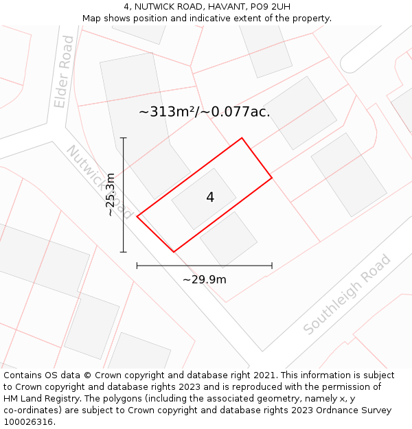 4, NUTWICK ROAD, HAVANT, PO9 2UH: Plot and title map