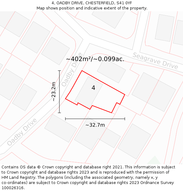 4, OADBY DRIVE, CHESTERFIELD, S41 0YF: Plot and title map