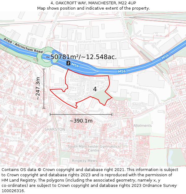 4, OAKCROFT WAY, MANCHESTER, M22 4UP: Plot and title map