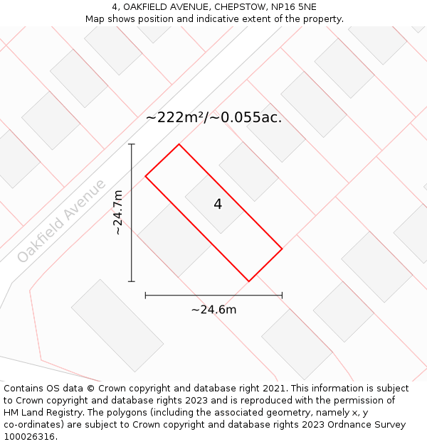 4, OAKFIELD AVENUE, CHEPSTOW, NP16 5NE: Plot and title map