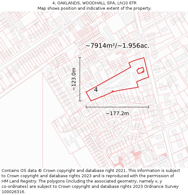 4, OAKLANDS, WOODHALL SPA, LN10 6TR: Plot and title map