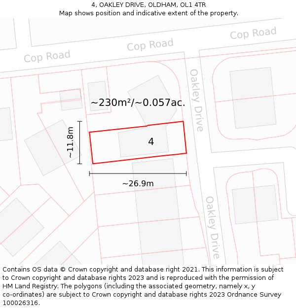 4, OAKLEY DRIVE, OLDHAM, OL1 4TR: Plot and title map