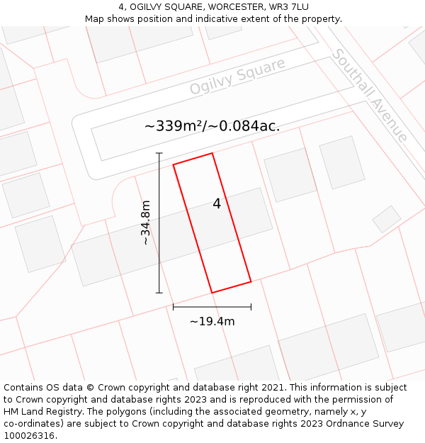 4, OGILVY SQUARE, WORCESTER, WR3 7LU: Plot and title map