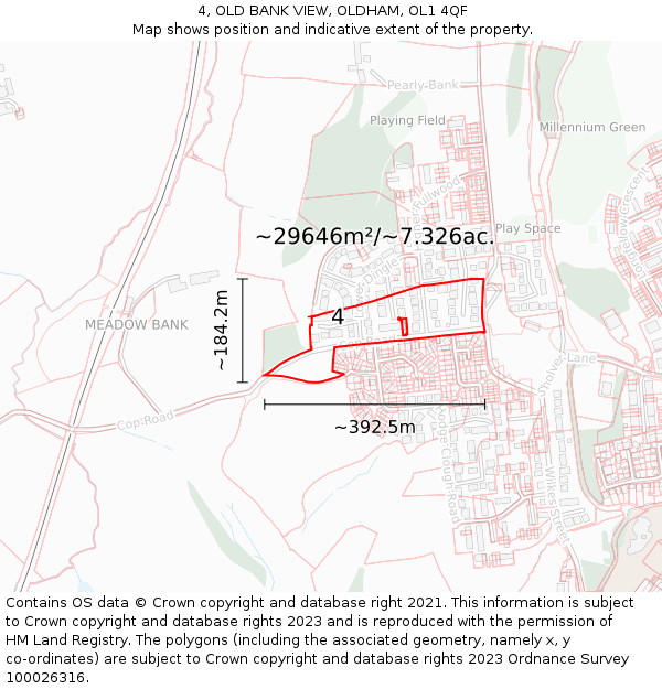 4, OLD BANK VIEW, OLDHAM, OL1 4QF: Plot and title map