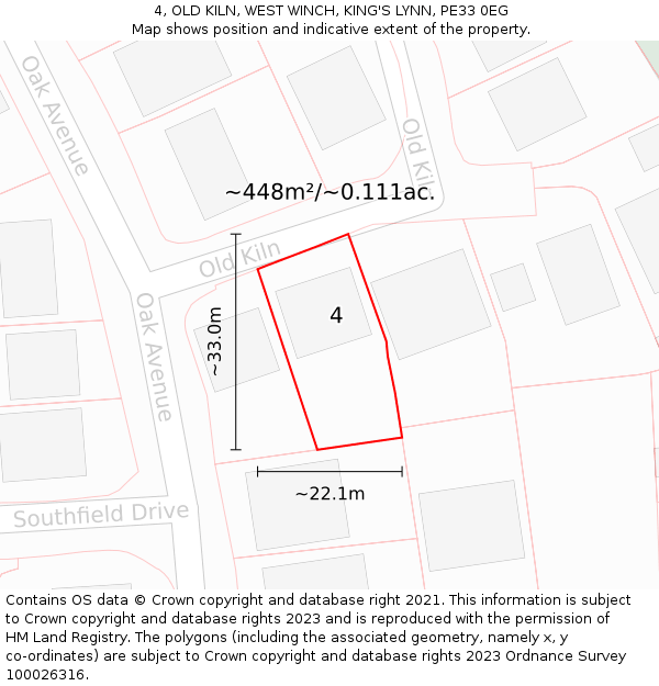 4, OLD KILN, WEST WINCH, KING'S LYNN, PE33 0EG: Plot and title map