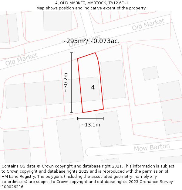 4, OLD MARKET, MARTOCK, TA12 6DU: Plot and title map