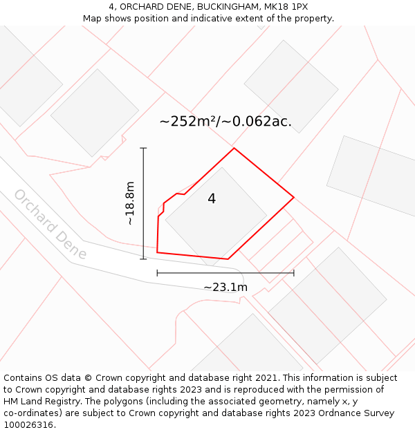 4, ORCHARD DENE, BUCKINGHAM, MK18 1PX: Plot and title map