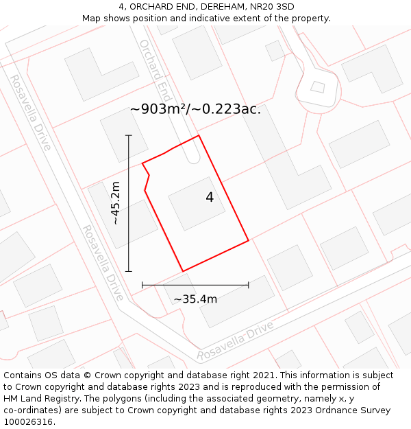 4, ORCHARD END, DEREHAM, NR20 3SD: Plot and title map