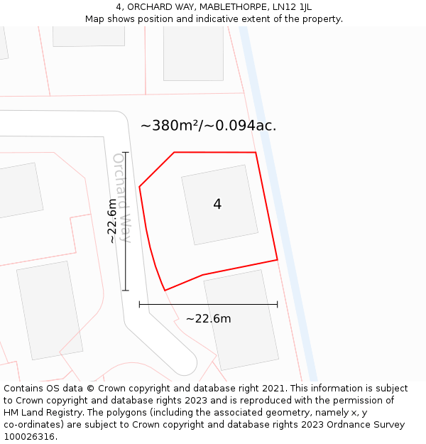 4, ORCHARD WAY, MABLETHORPE, LN12 1JL: Plot and title map