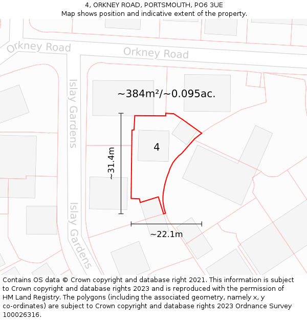 4, ORKNEY ROAD, PORTSMOUTH, PO6 3UE: Plot and title map