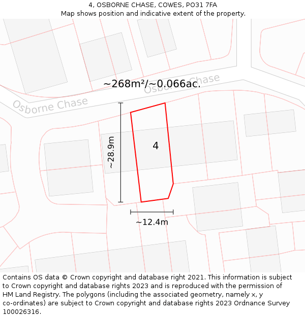 4, OSBORNE CHASE, COWES, PO31 7FA: Plot and title map