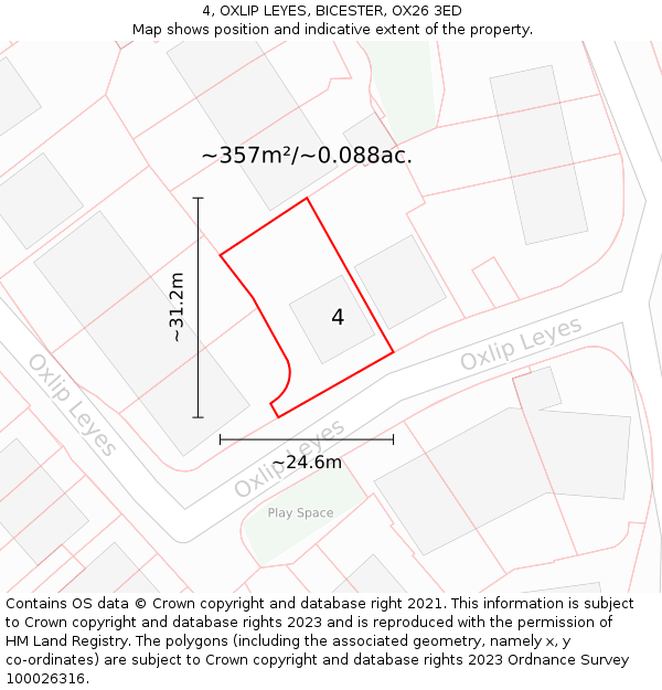 4, OXLIP LEYES, BICESTER, OX26 3ED: Plot and title map