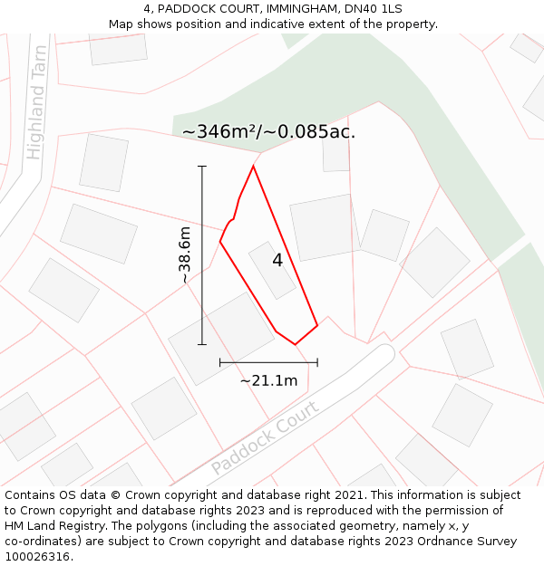 4, PADDOCK COURT, IMMINGHAM, DN40 1LS: Plot and title map