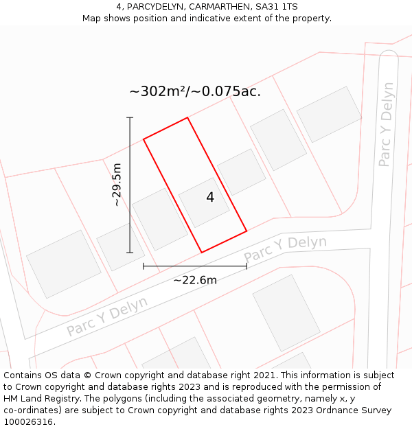 4, PARCYDELYN, CARMARTHEN, SA31 1TS: Plot and title map