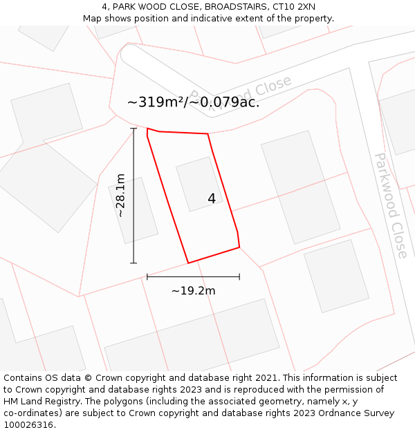 4, PARK WOOD CLOSE, BROADSTAIRS, CT10 2XN: Plot and title map