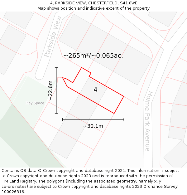 4, PARKSIDE VIEW, CHESTERFIELD, S41 8WE: Plot and title map