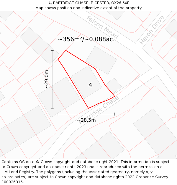 4, PARTRIDGE CHASE, BICESTER, OX26 6XF: Plot and title map