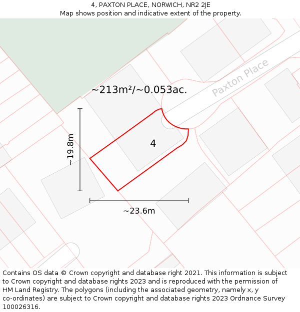 4, PAXTON PLACE, NORWICH, NR2 2JE: Plot and title map