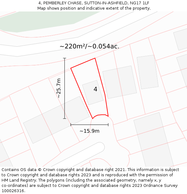 4, PEMBERLEY CHASE, SUTTON-IN-ASHFIELD, NG17 1LF: Plot and title map