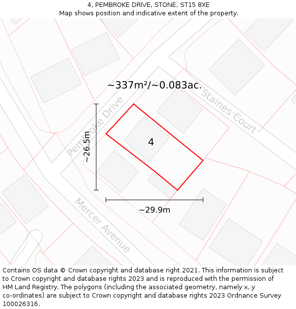 4, PEMBROKE DRIVE, STONE, ST15 8XE: Plot and title map