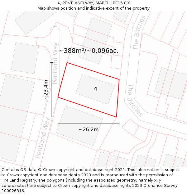 4, PENTLAND WAY, MARCH, PE15 8JX: Plot and title map