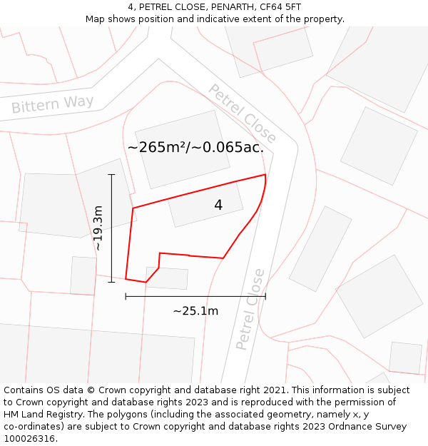 4, PETREL CLOSE, PENARTH, CF64 5FT: Plot and title map