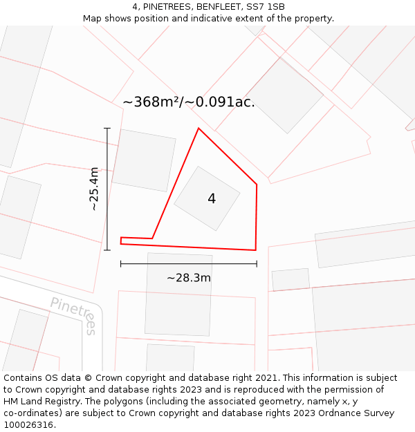 4, PINETREES, BENFLEET, SS7 1SB: Plot and title map