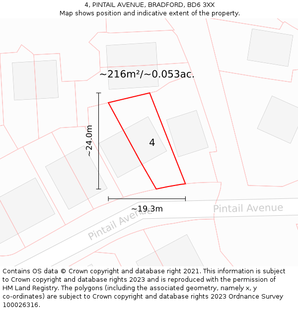 4, PINTAIL AVENUE, BRADFORD, BD6 3XX: Plot and title map