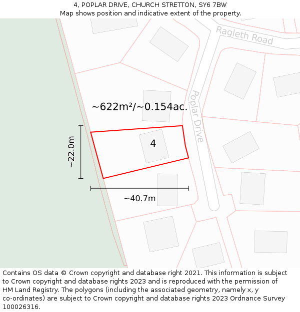 4, POPLAR DRIVE, CHURCH STRETTON, SY6 7BW: Plot and title map