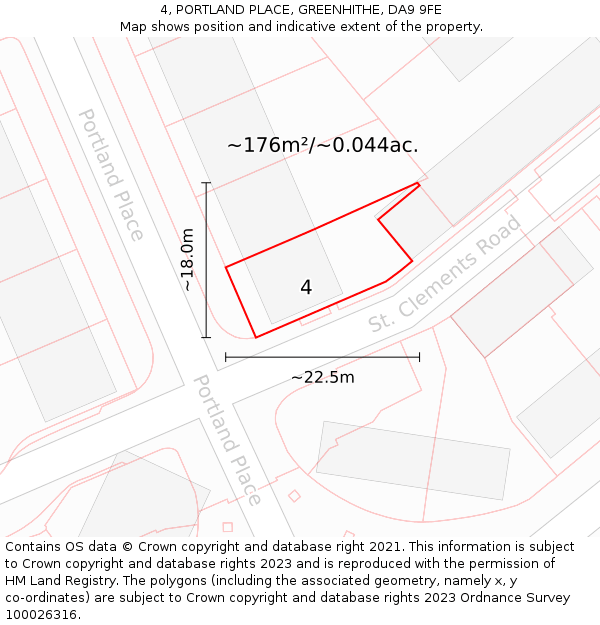 4, PORTLAND PLACE, GREENHITHE, DA9 9FE: Plot and title map