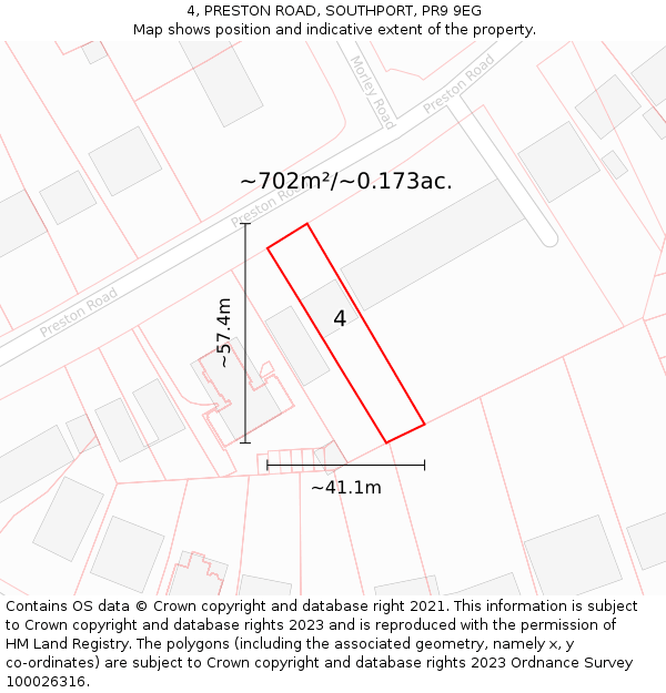 4, PRESTON ROAD, SOUTHPORT, PR9 9EG: Plot and title map