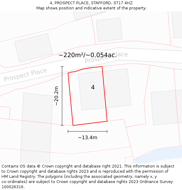 4, PROSPECT PLACE, STAFFORD, ST17 4HZ: Plot and title map