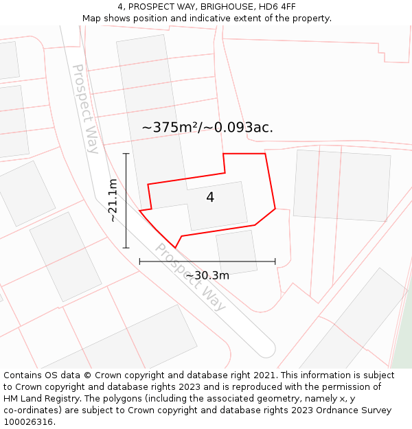 4, PROSPECT WAY, BRIGHOUSE, HD6 4FF: Plot and title map