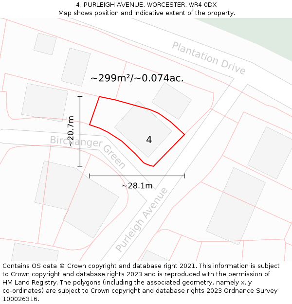 4, PURLEIGH AVENUE, WORCESTER, WR4 0DX: Plot and title map