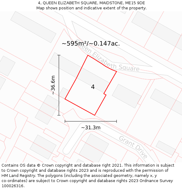 4, QUEEN ELIZABETH SQUARE, MAIDSTONE, ME15 9DE: Plot and title map