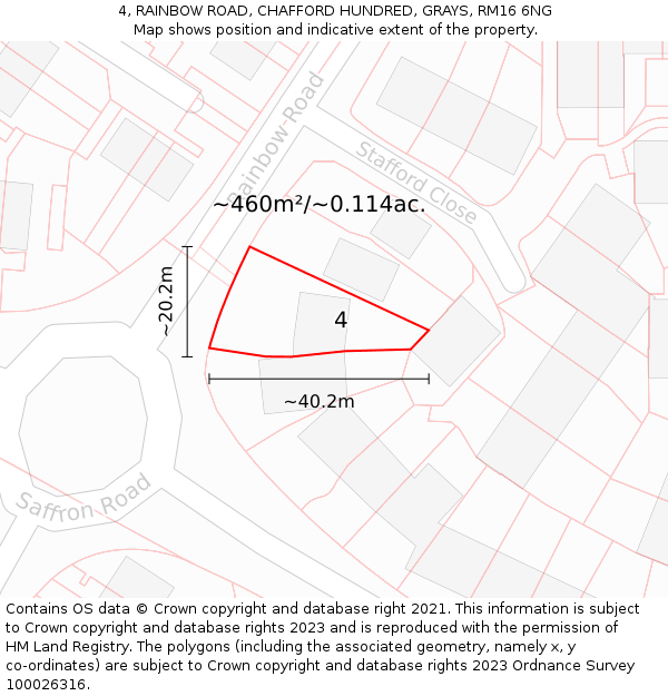 4, RAINBOW ROAD, CHAFFORD HUNDRED, GRAYS, RM16 6NG: Plot and title map