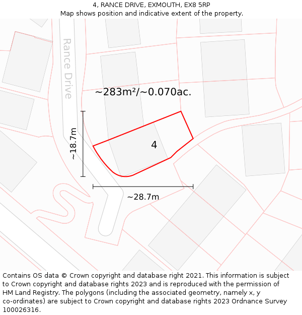 4, RANCE DRIVE, EXMOUTH, EX8 5RP: Plot and title map