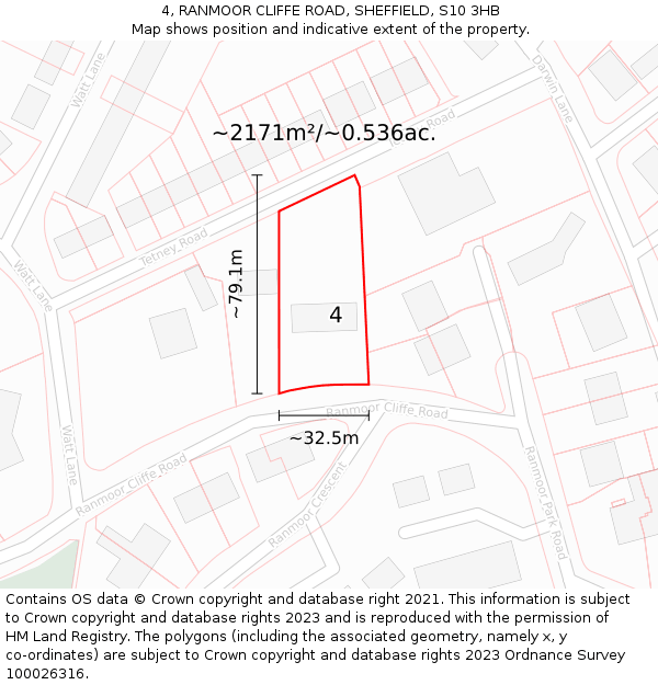 4, RANMOOR CLIFFE ROAD, SHEFFIELD, S10 3HB: Plot and title map