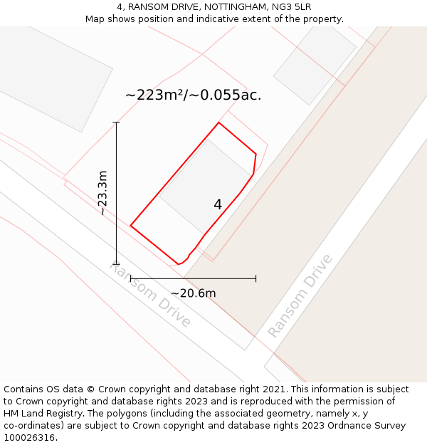 4, RANSOM DRIVE, NOTTINGHAM, NG3 5LR: Plot and title map