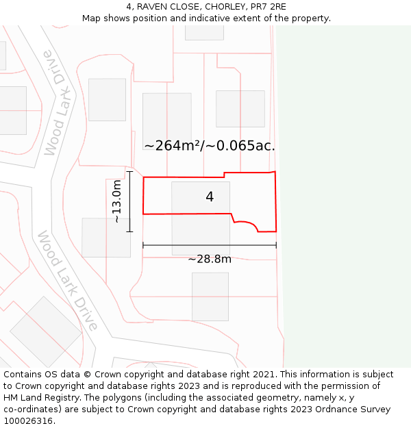 4, RAVEN CLOSE, CHORLEY, PR7 2RE: Plot and title map