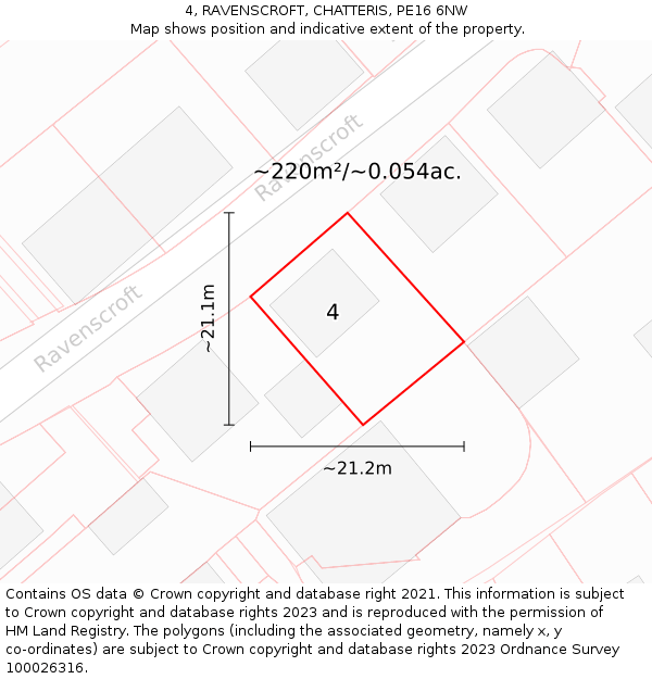 4, RAVENSCROFT, CHATTERIS, PE16 6NW: Plot and title map