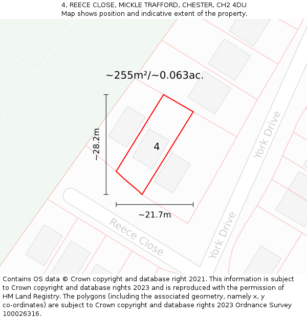 4, REECE CLOSE, MICKLE TRAFFORD, CHESTER, CH2 4DU: Plot and title map